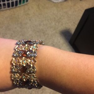 Brown and gold floral bracelet